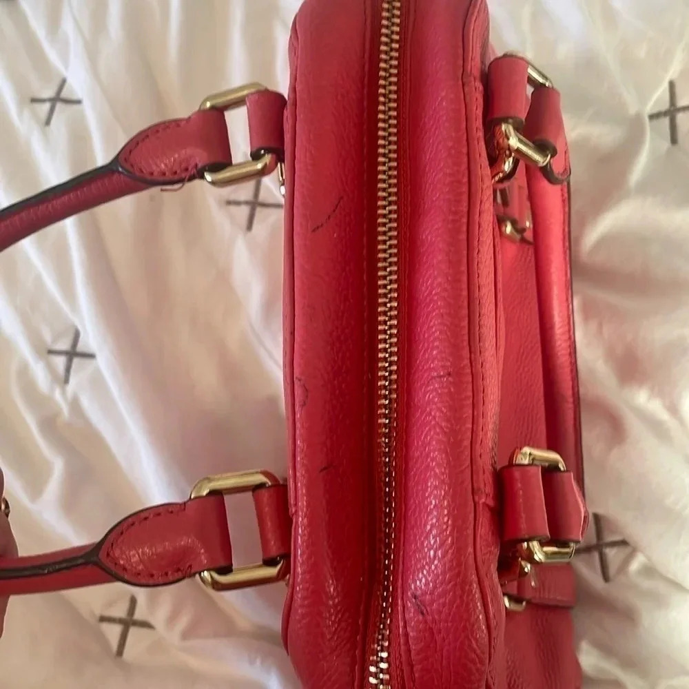 Michael Kors Bedford bowling satchel salmon pink purse - Picture 12 of 15
